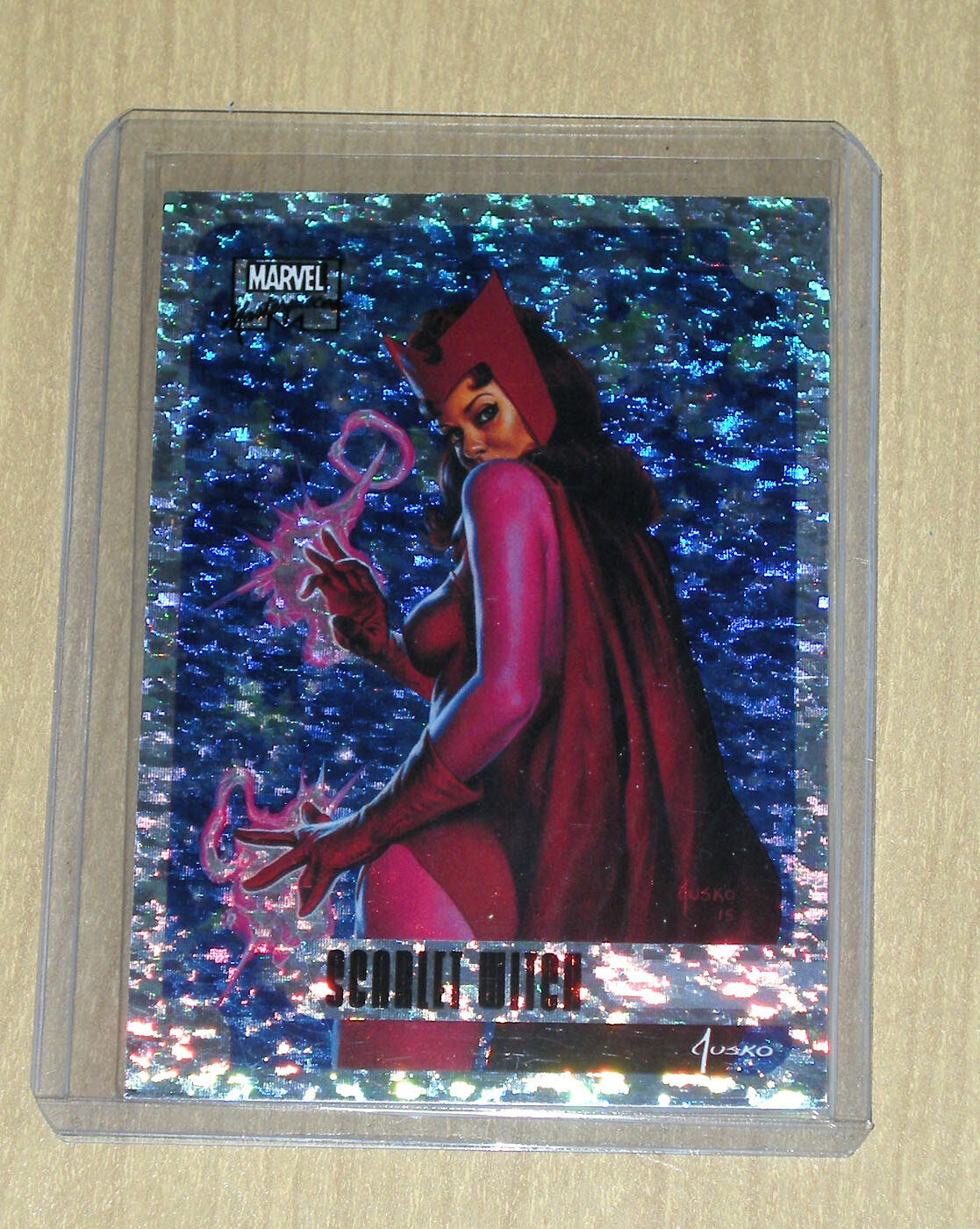 2016 Marvel Masterpieces Jusko Holofoil Speckle Scarlet Witch #13 69/99