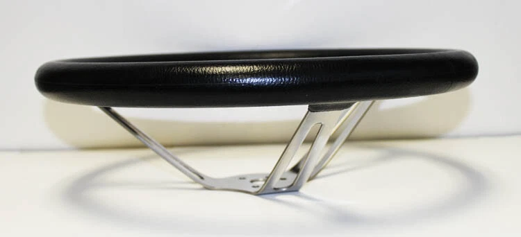 1967-1974 Bronco 1967 F100 F250 Steering Wheel 15" Black Foam on Chrome Spokes - Image 4 of 4