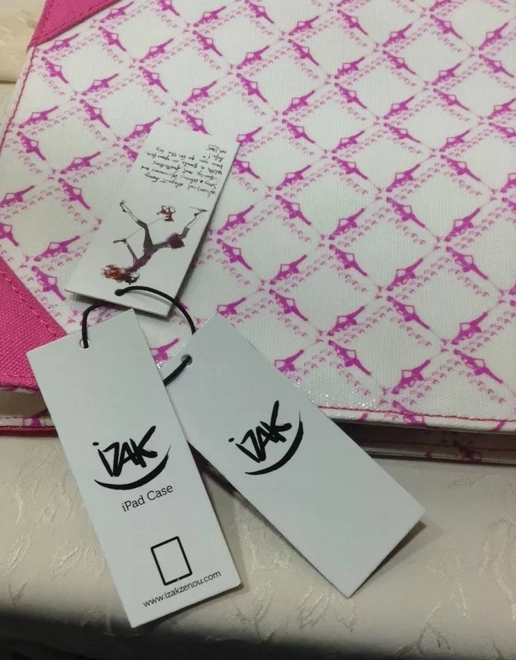 NWT Designer IZAK ZENOU IPAD TABLET CANVAS CASE SLEEVE PINK/WHITE GLOSSY 💕💕 - Image 4 of 4