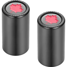 FIGURATI DESIGNS RED MAPLE LEAF DOCKING COVERS BLACK 25X46MM FD03-25.2/46.5-BK