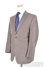 MICHAEL KORS Brown Plaid Check 100 Wool Jacket Pants SUIT Mens - 42 L