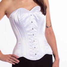 GUC 511 OB Authentic White Satin 18" Overbust Double Steel Boned Corset