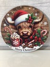 Novelty Christmas Highland Cow Wooden Sign: Merry Christmas 🎅 