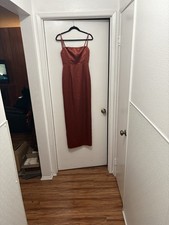 Rustic Brown Azazie Women’s A Line Vneck Floor Length Bridesmaid Dress Size A2