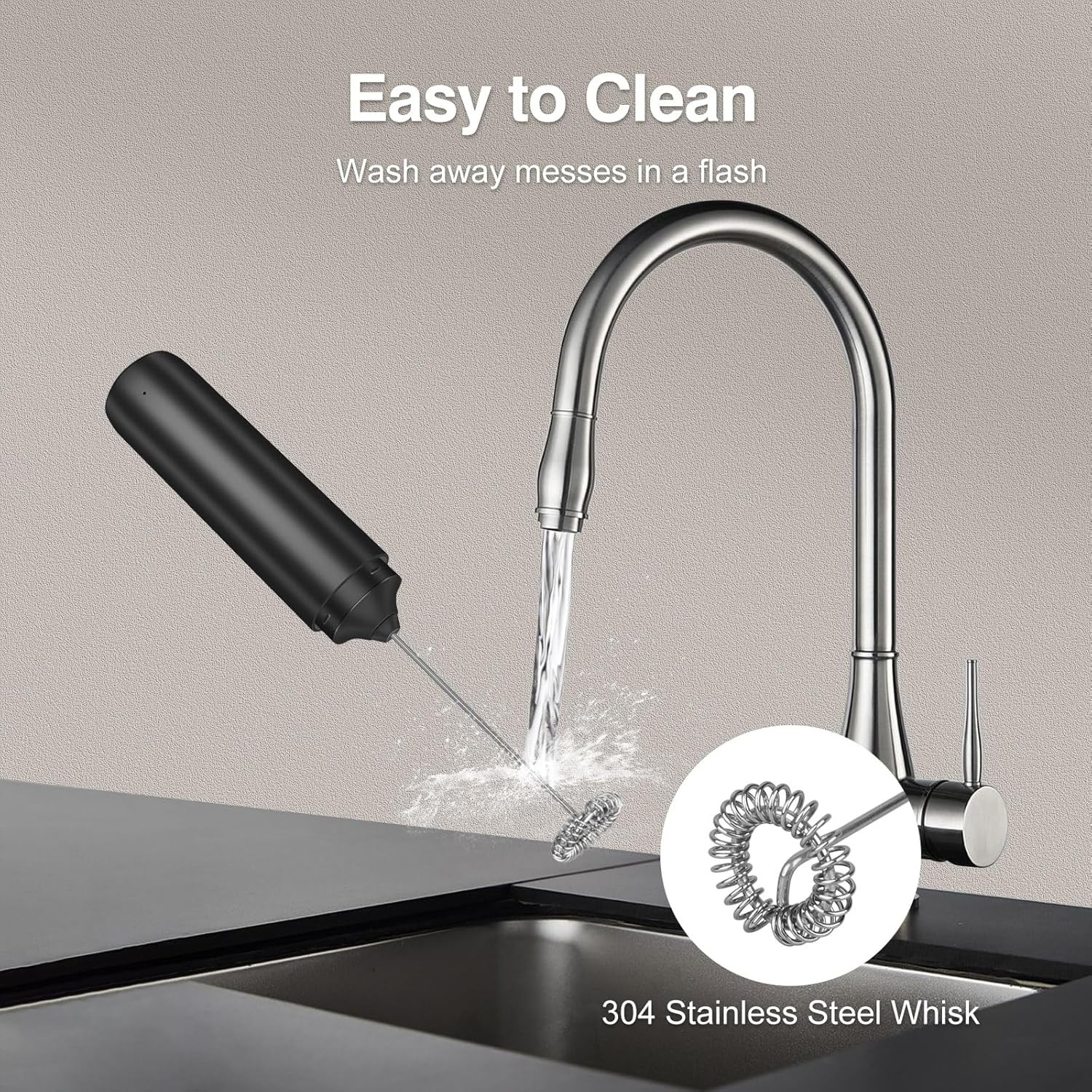 Milk Frother Handheld Rechargeable, Frother Wand with Storage Cover, Drink Mixer