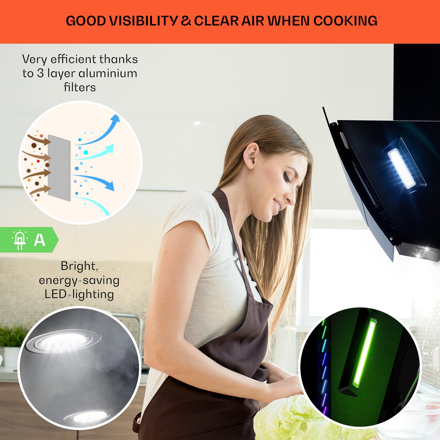 Cooker Hood 90cm Angled Extractor Fan Chimney Hood Kitchen Stainless ...