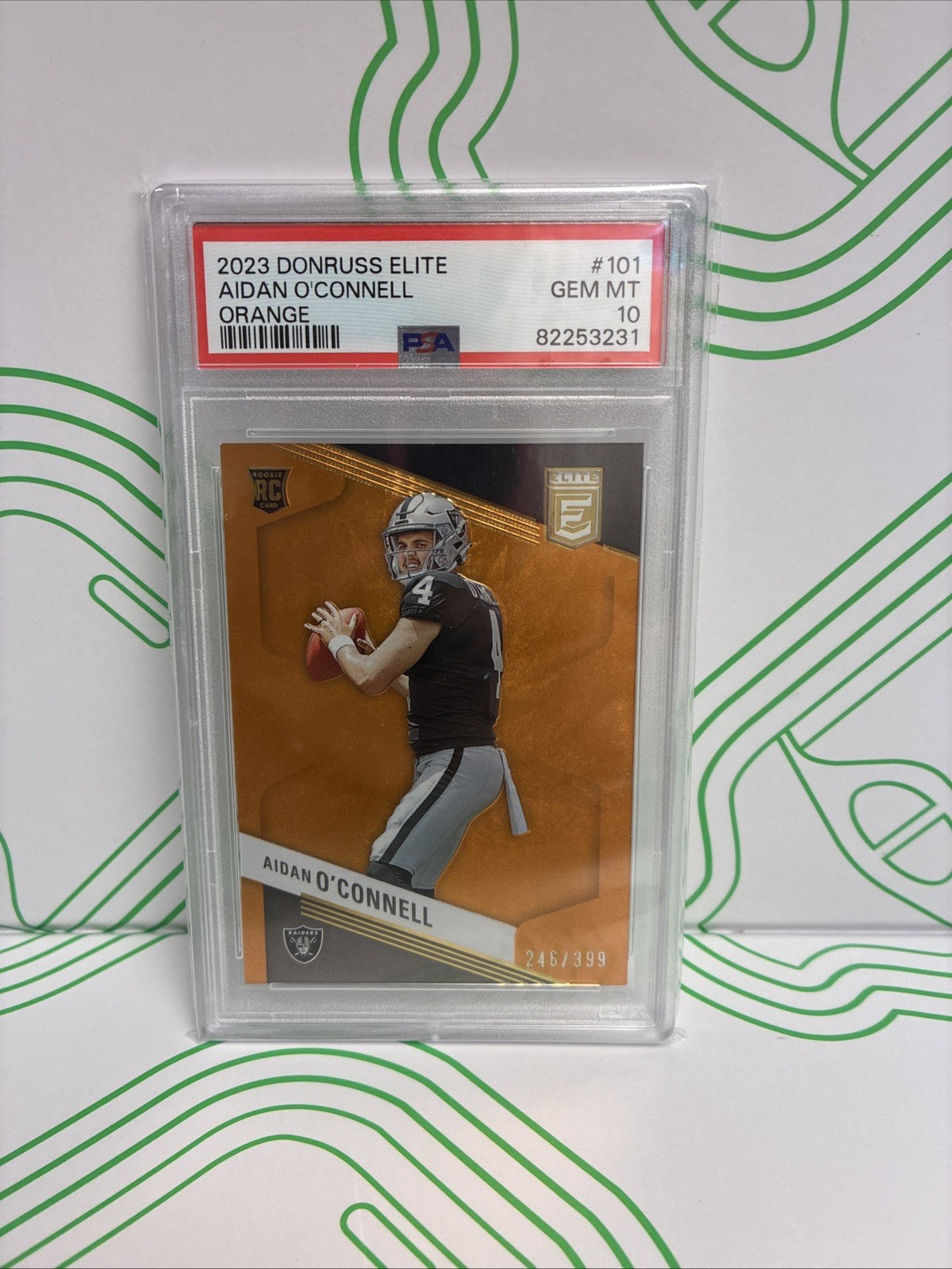 2023 Donruss Elite #101 Aidan O'Connell Orange #/399 RC Rookie PSA 10