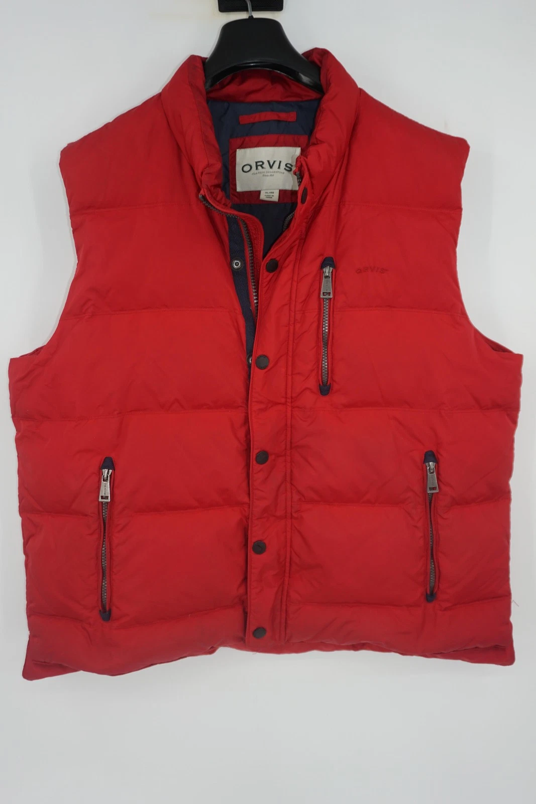 Orvis Vest Red Down Puffer Quilted Nylon Zip Pockets Outdoor Insulated Men's XL