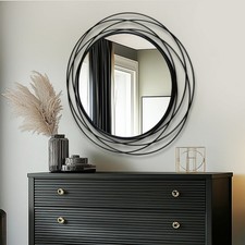 LUVODI 80cm Round Wall Mirror Decoration Durable Metal Frame Wall Art fr Bedroom