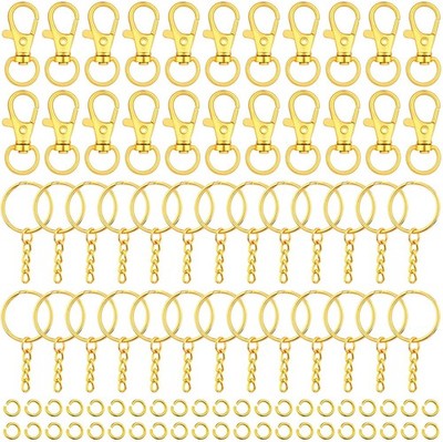 Keychain Rings for Crafts, Selizo 120Pcs Gold Keychain Hardware Includes 60Pcs K