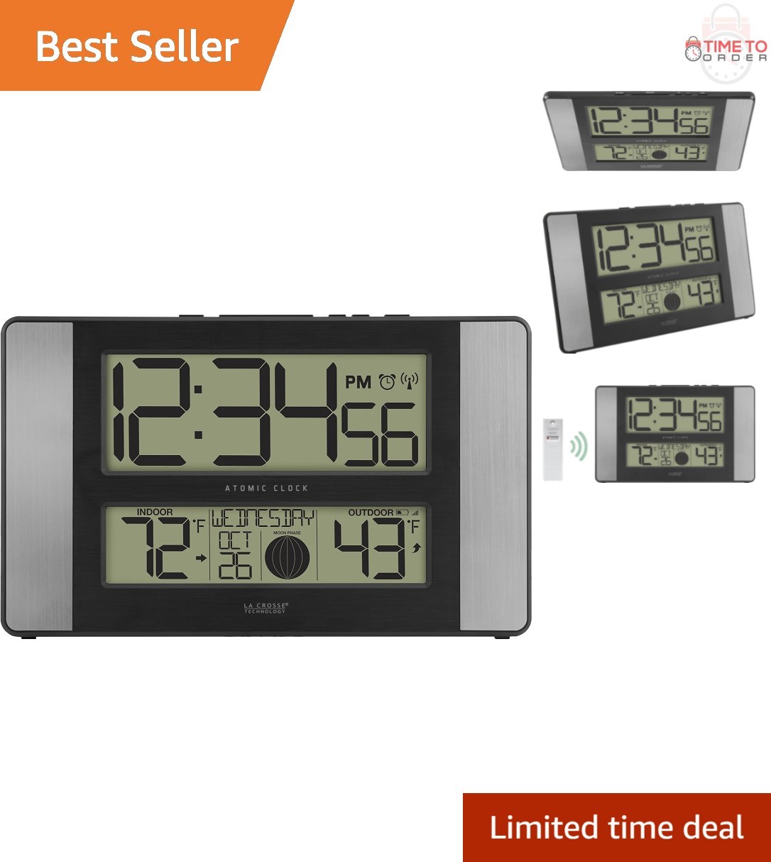 With Indoor Outdoor Temp Large Lcd Alarm Snooze Modern