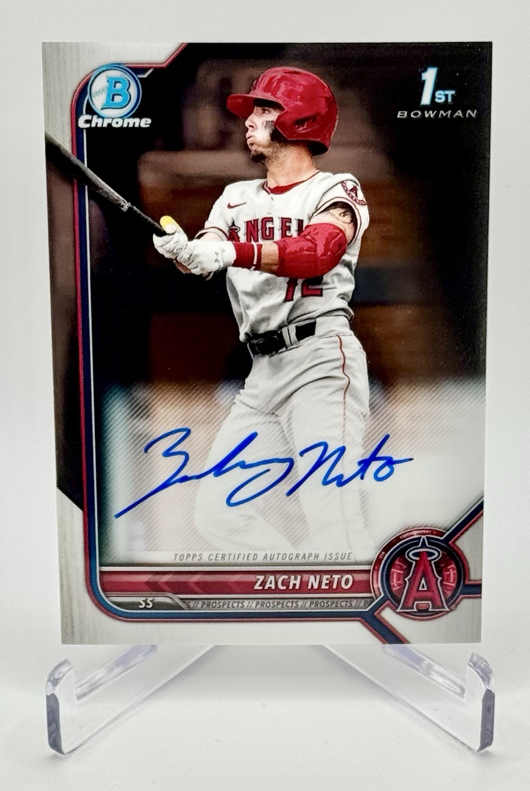Zach Neto 2022 Bowman Draft Chrome 1st Auto RC #CDA-ZN - Los Angeles Angels