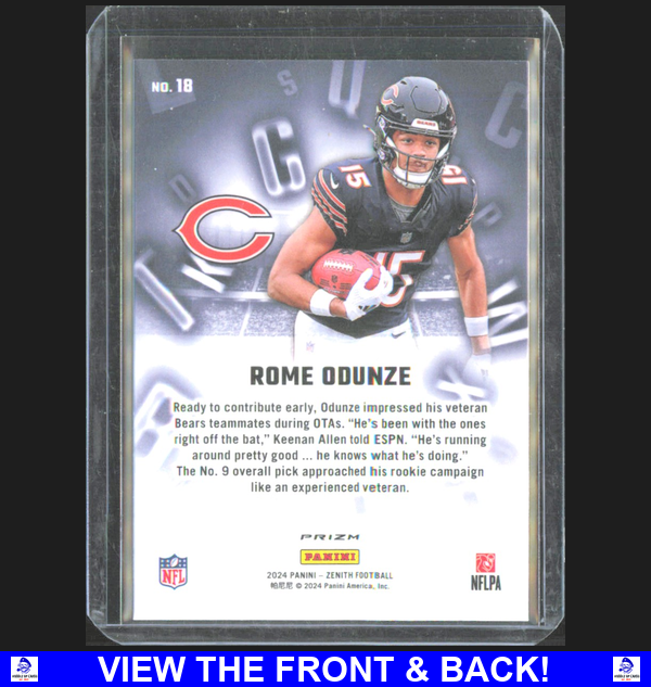 Rome Odunze 2024 Panini Zenith R A to Z Orange SP RC CHI Bears 18