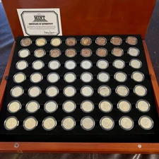 Complete 56 Quarter Set 50 State & 6 Territories 24k Gold-Plated in Wood Box COA