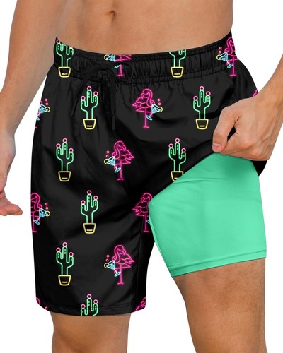 Pantalones cortos de natación de secado rápido para hombre 7 pulgadas forro de compresión anti rozaduras baúles para playa - Imagen 11 de 35