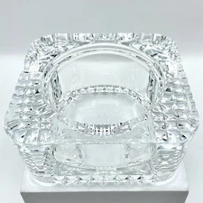 Heavy Vintage French Crystal Glass Cigar Accessory Catchall Candle Holder