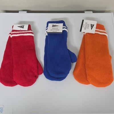 Gertex Women's Knit Mittens Acrylic Red Blue Orange Striped Lightweight Winter