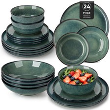 vancasso Crockery Set, Starry 24 Piece Dinner Plates Set of 6, Include Cerami...
