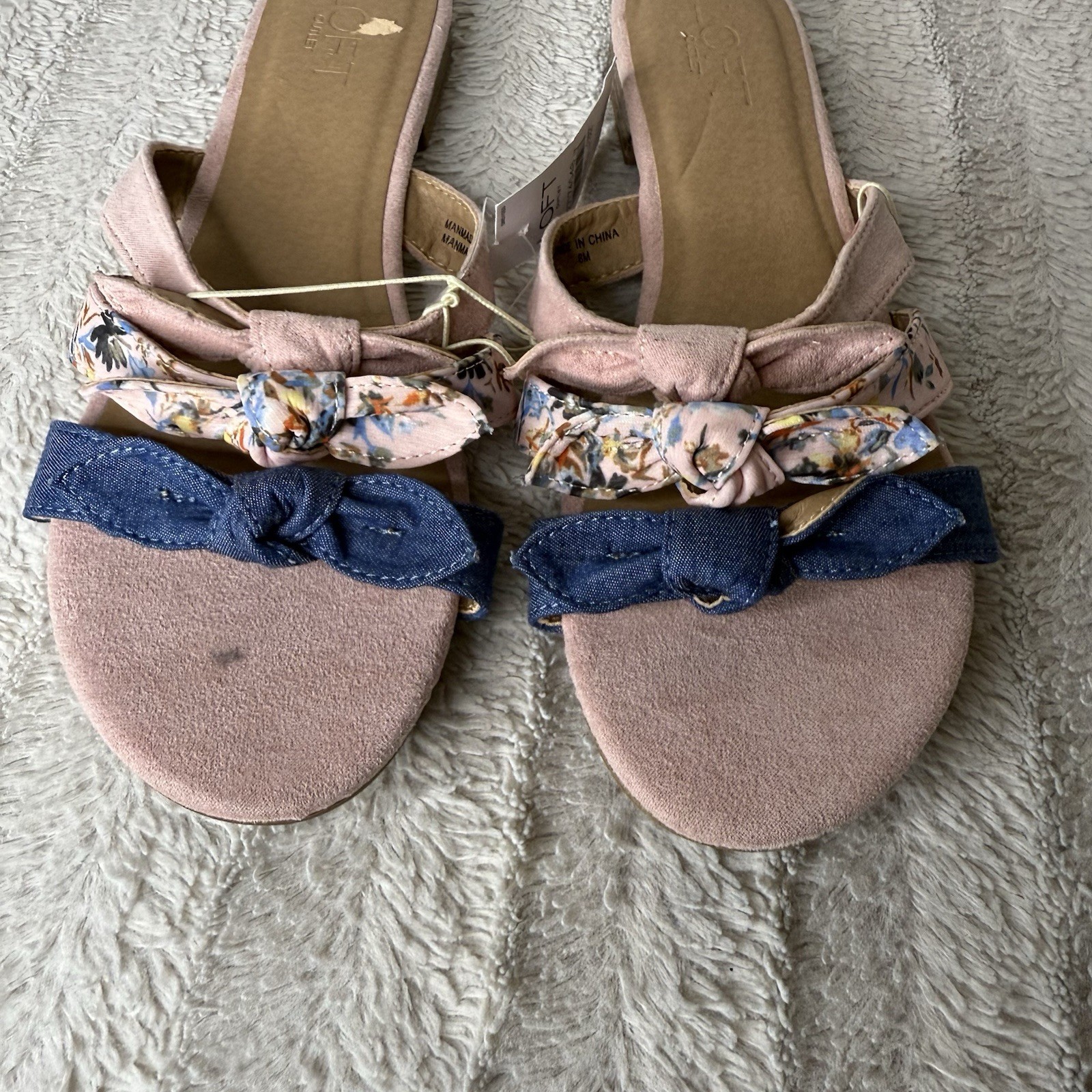 APL Sandalo loft rosa floreale denim fiocco slide slip on twee Cottagecore donna 8