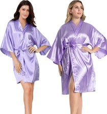 EPLAZA Women Silky Satin Robe Wedding Bridal Party Bride Bridesmaid Robes Kim...