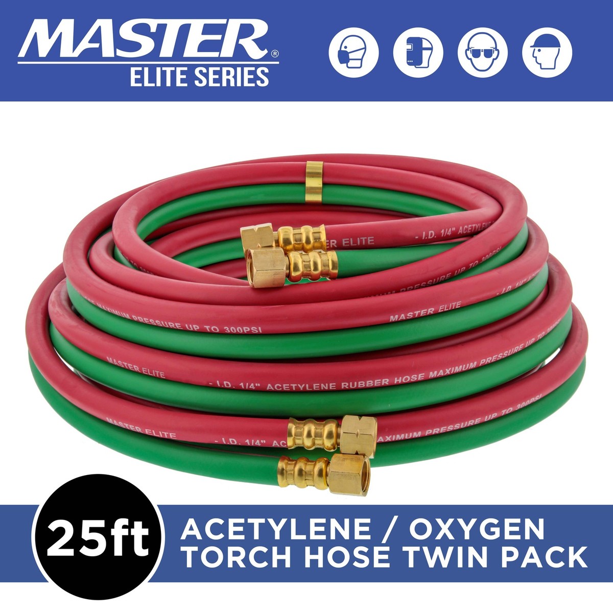 Master 25ft Oxygen Acetylene Hose Twin Welding Hose Set 1/4