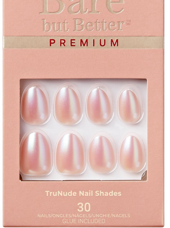 KISS FALSE NAILS BARE BUT BETTER PREMIUM Glue-On False Nails SHORT  NUDE  YUZU