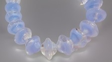 Designer Lampwork Glass Rondelle Beads Blue Swirl Round 10mm Qty:13