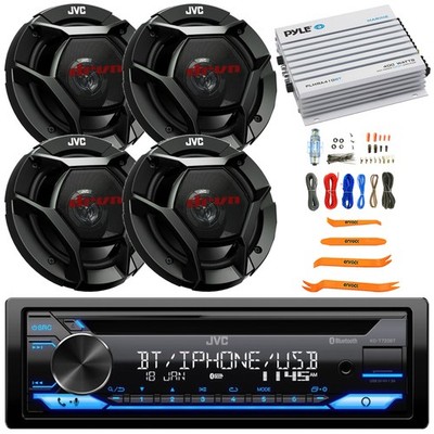 JVC KD-T720BT Single DIN Receiver, 4x 6.5'' 300W Speakers, 4 Channel Amplifier