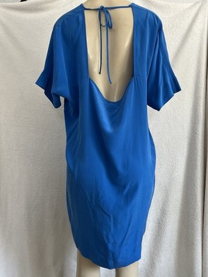 cos blue silk dress SCOOP-NECK SATIN MIDI DRESS - BLUE