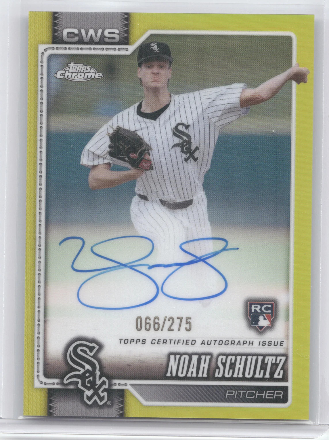 2026 Topps Chrome Rookie Autograph Noah Schultz #RA-NS Yellow 066/275 RC