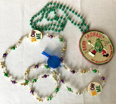 New Orleans TROPICAL ISLE Hand Grenade and Blow Me Whistle Mardi Gras Beads