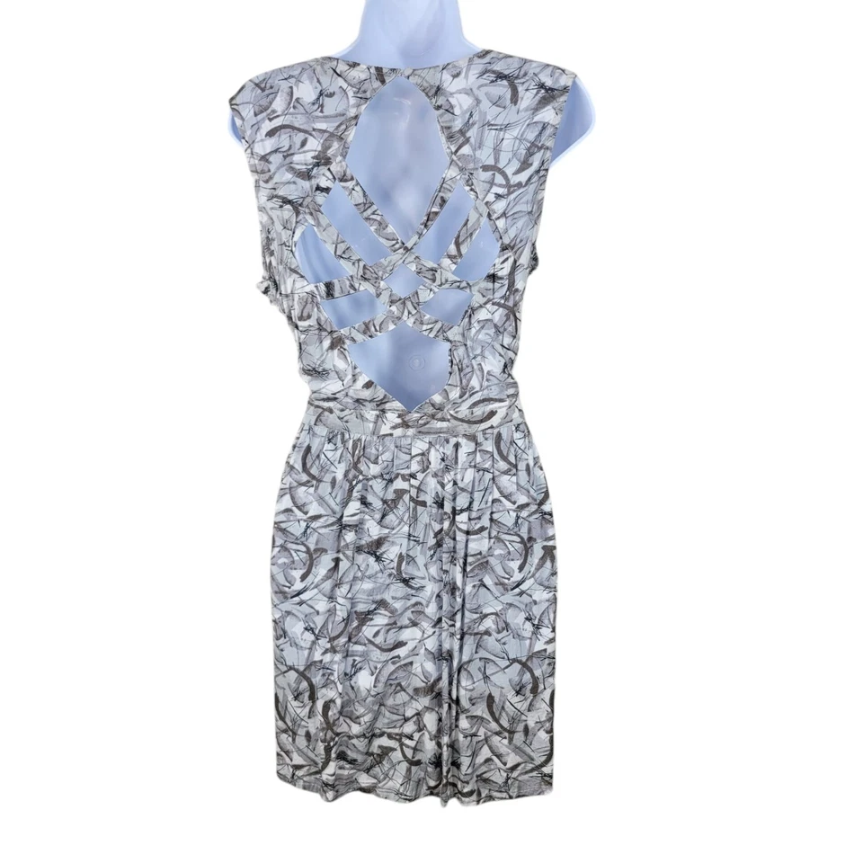 Vintage 70s Slip Dress size 12/14 Cottagecore alt X Cross Back Short Pleated - Image 3 of 4