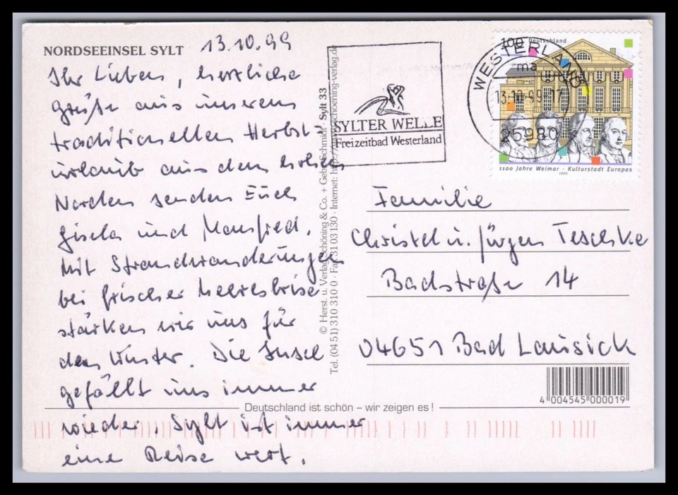 Ansichtskarte Nordseeinsel Sylt - Bild 2 von 2