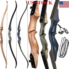 60" Takedown Recurve Bow 25-50lbs Wooden Riser for Archery Shoot Hunting Target