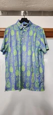 Sunday Swagger Large Men's Golf Shirt Short Sleeve Green And Purple Pineapples