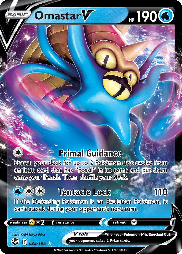 Omastar V 035/195 Holo V Rare Silver Tempest Pokemon Near Mint