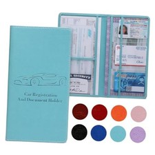 Car Registration and Insurance Card Holder for Women Men Glove Box Blue