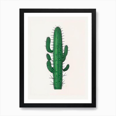 Nopal Kaktus Minimal Line Zeichnung ein gerahmtes Wandbild Poster Leinwanddruck Bild