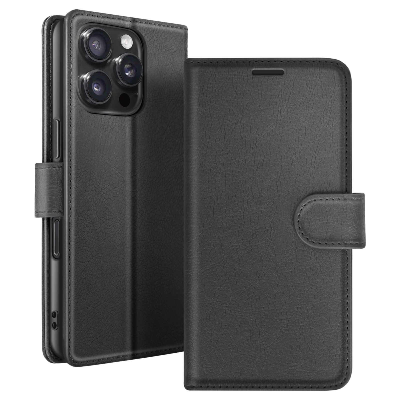 Étui portefeuille iPhone 16 Pro rabat magnétique et support vidéo