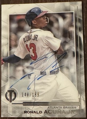 Ronald Acuna Jr Auto /199 2019 Topps Tribute Baseball Autograph Card #TA-RA