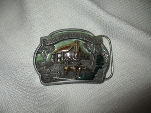 Vintage Ozark Mountain Country Belt Buckle 1986 Big Cabin Buckle Co.