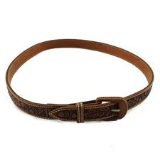 Vintage Vogt Women's Belt Hand Tooled Top Grain Steerhide 34 Brown Acorn Pattern