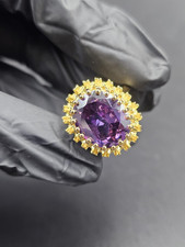 2.50Ct Oval Cut Lab Created Purple Amethyst Women's Ring 14K Yellow Gold Plated
