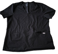 FIGS Technical Collection Black V-Neck Scrub Top Womens XXL Short Sleeve Pockets