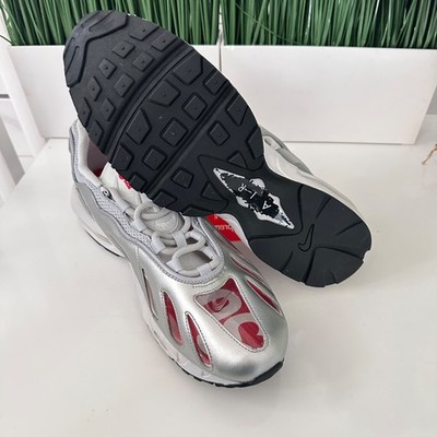 Nike Supreme x Air Max 96 NBY Metallic Silver Red Leather CV7652