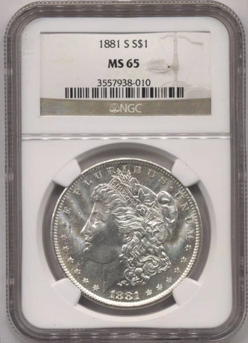 1881-S MORGAN DOLLAR NGC MS65 FROSTY GEM