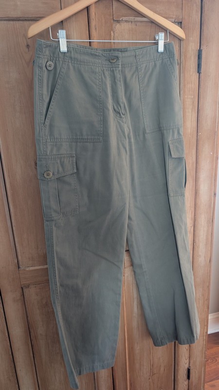 VTG Jones New York Sport 90s Cotton Cargo full length Pants Sz 8 Green #175
