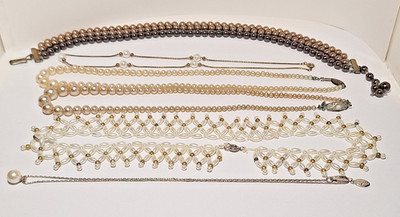 Lot of 6 Vintage Wearable Pearl Fashion Jewelry - Japanese, Carolee