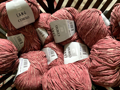 600 g 12 Knl Lang Yarns CORSO Wolle Baumwolle Erika Rot Braun TREND Weinrot