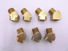 7 Pack Parker 2214P-6-6 3/8" FNPT x 3/8" MNPT 45° Extruded Brass Street Elbow